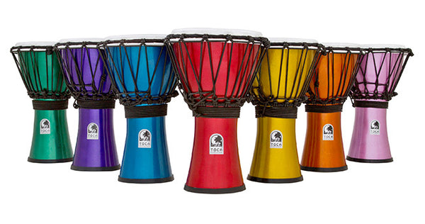 Djembe Toca Freestyle Colorsound - Blu Metallico, Pelle Waterproof, Base Antiscivolo, 7 Pollici - Foto 8