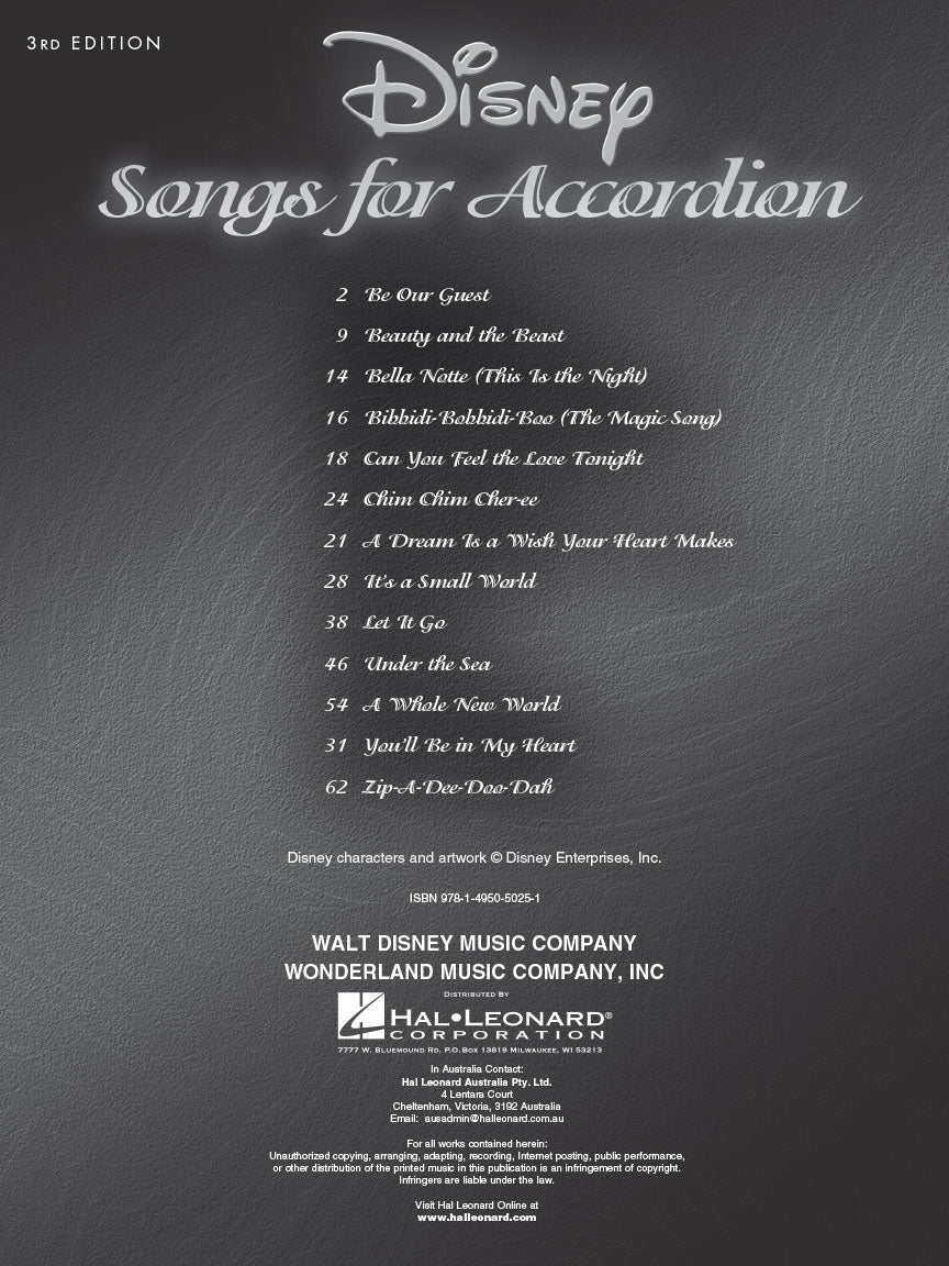 Disney Songs for Accordion, 3rd Edition
