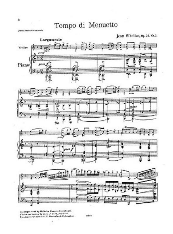 Sibelius: Six Pieces Op. 79, No. 2: Tempo di Menuetto