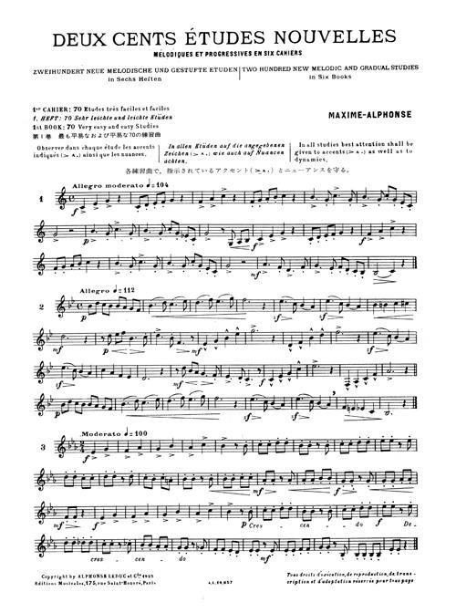 Alphonse: 200 New Melodic and Progressive Etudes, Vol. 1