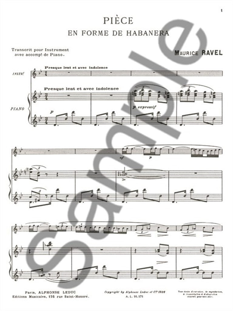 Ravel: Piece en Forme de Habanera for Clarinet & Piano
