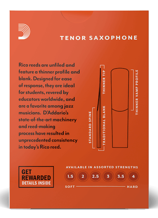 Rico Tenor Saxophone Reeds, 10-Pack