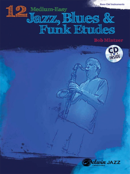 12 Med Easy Jazz Blues & Funk Etudes Bass Cl Bk/CD