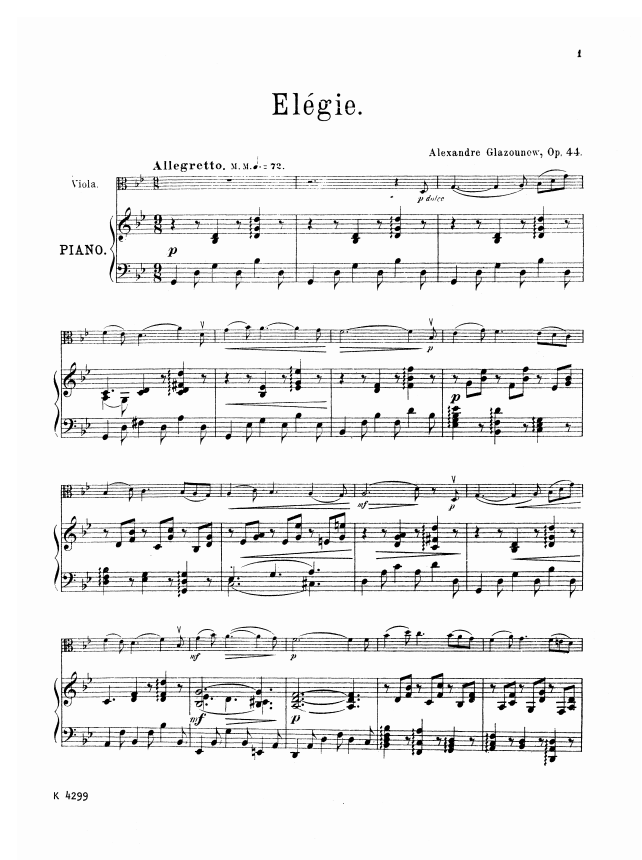 Glazunov: Elegie for Viola, Op. 44