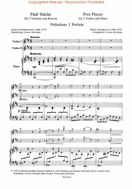 Shostakovich: Five Pieces for Two Violins and Piano