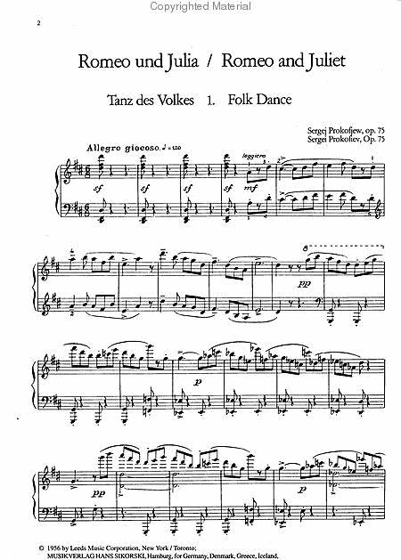 Prokofiev: 10 Pieces from Romeo & Juliet, Op. 75 - Piano Solo