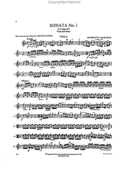 Marcello: Two Sonatas (F Major & G Minor) for Viola & Piano