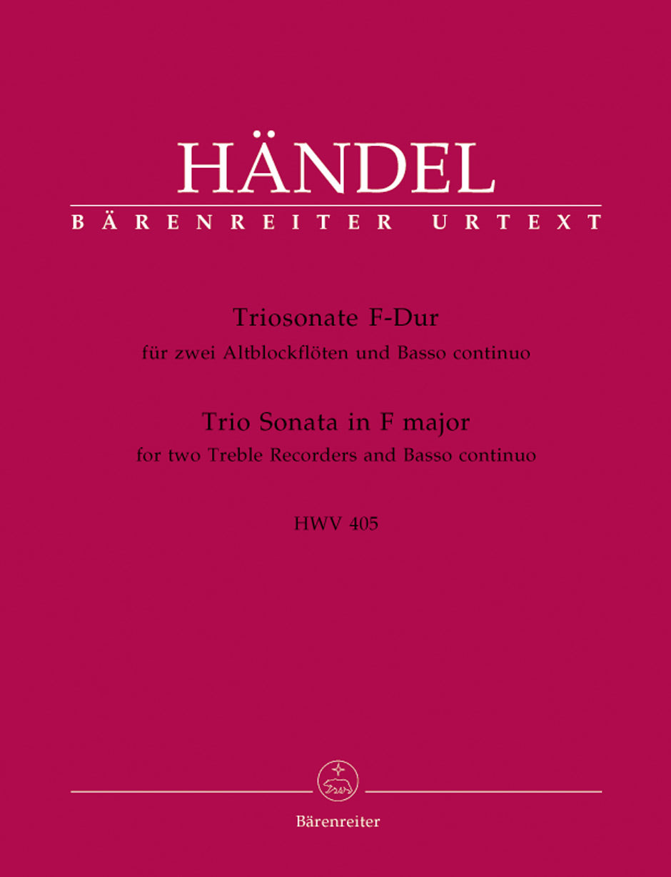 Handel: Trio Sonata in F for 2 Treble Recorders & Basso Continuo