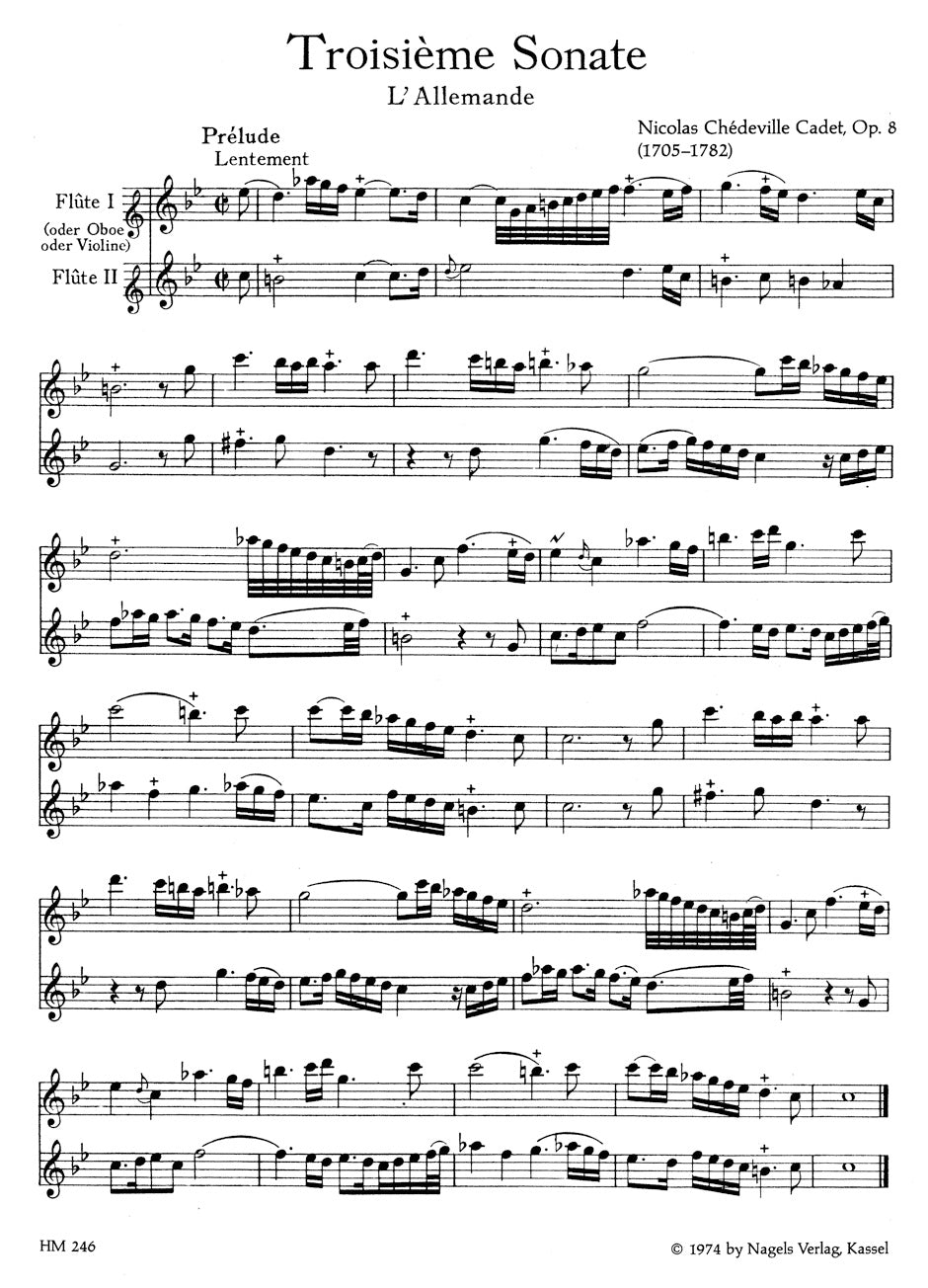 Chedeville: Two Pastoral Sonatas for 2 Flutes