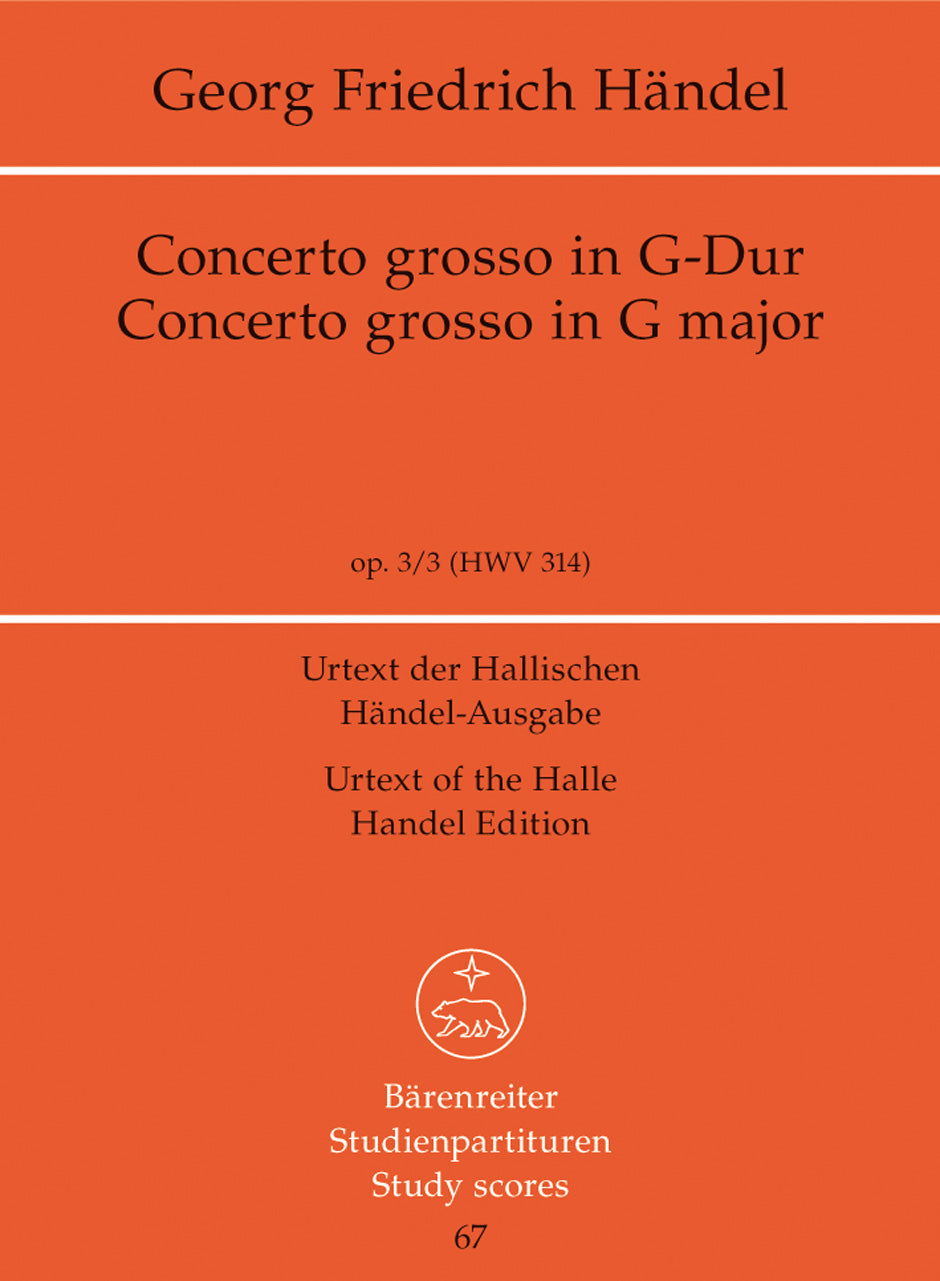 Handel: Concerto Grosso G - Study Score