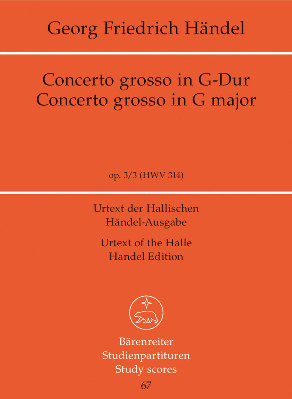 Handel: Concerto Grosso G - Study Score