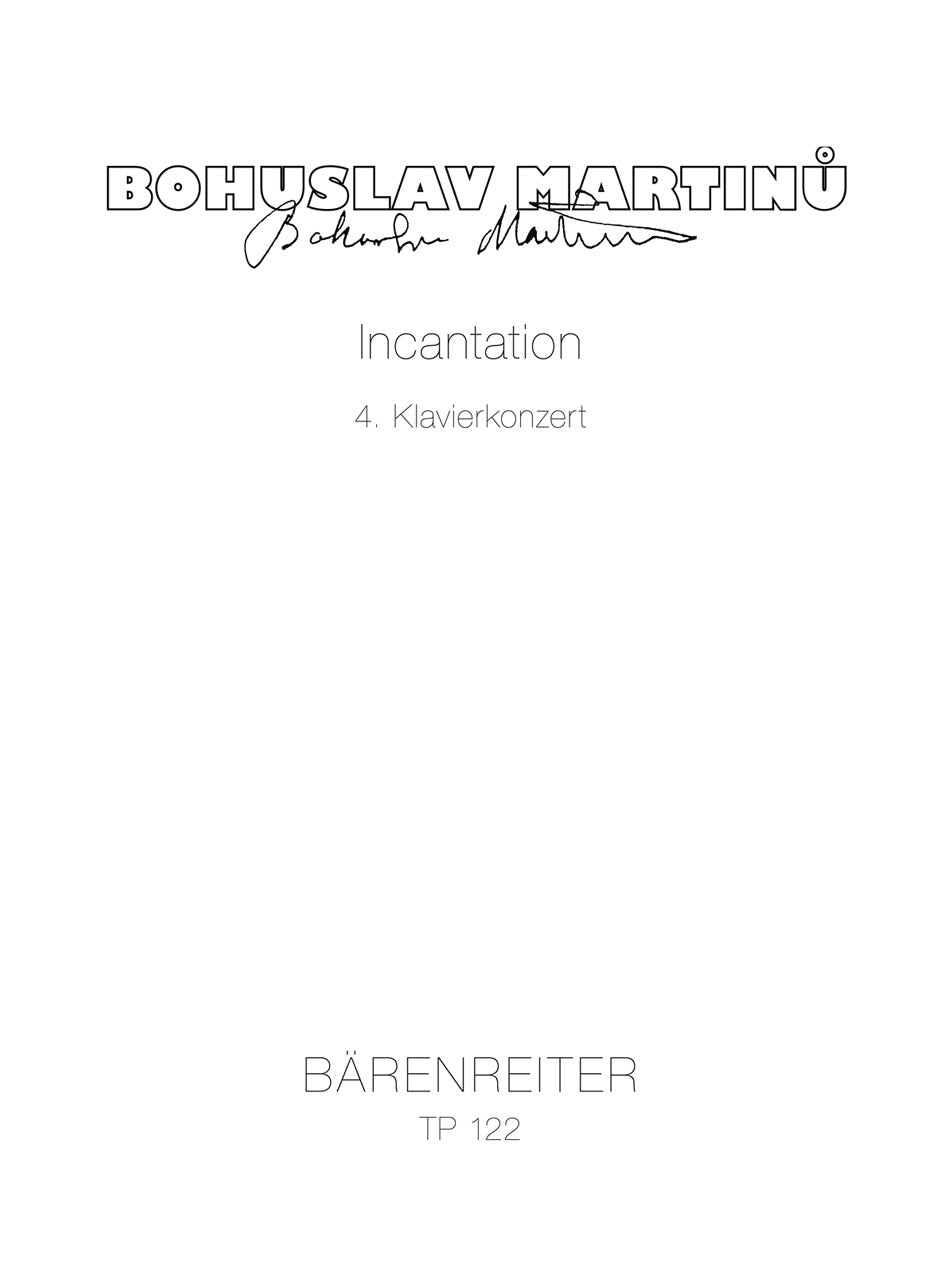 Martinu: Incantation Klavierkonzert No 4 - Mini Score