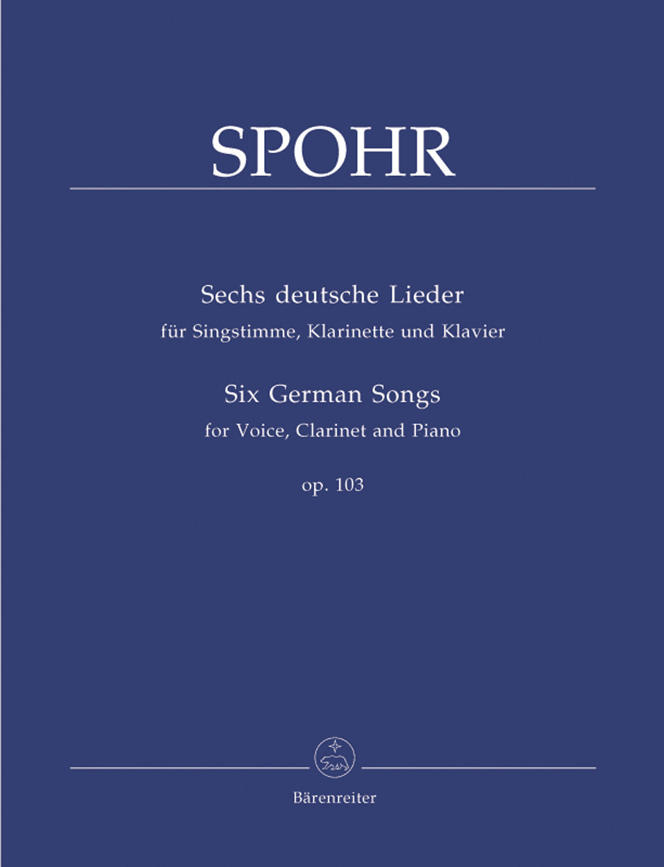 Spohr: 6 German Songs for High Voice, Clarinet & Piano