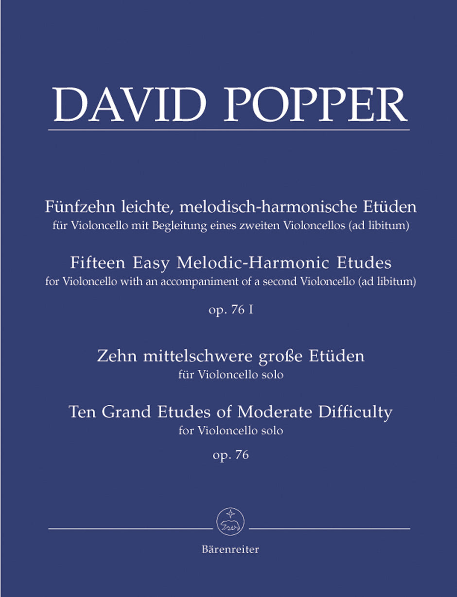 Popper: Easy Studies 15 Op 76 No 1 & 10 Studies Op 76 for Cello