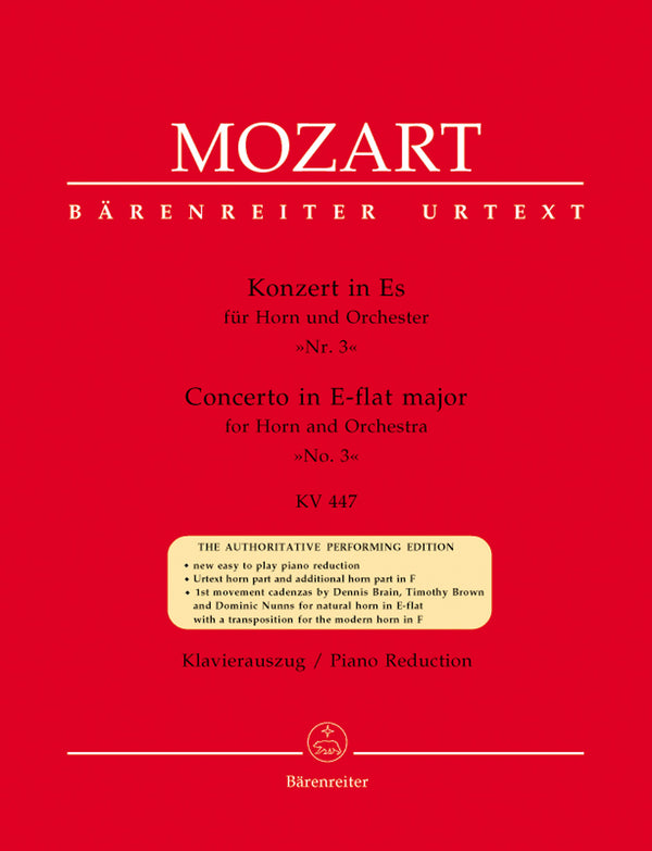 Mozart: Horn Concerto No 3 in Eb Major K447 for Horn & Piano
