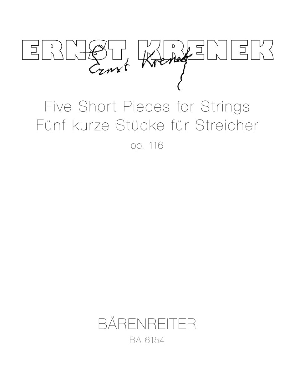 Kramer: Five Short Pieces for Strings Op 116 - Study Score