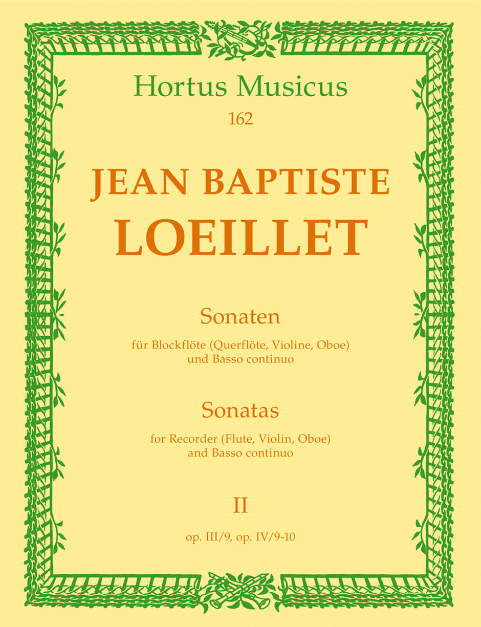 Loeillet: Sonatas for Recorder (Flute, Violin, Oboe) & Basso Continuo - Book 2: Op. III, 9, IV, 9-10