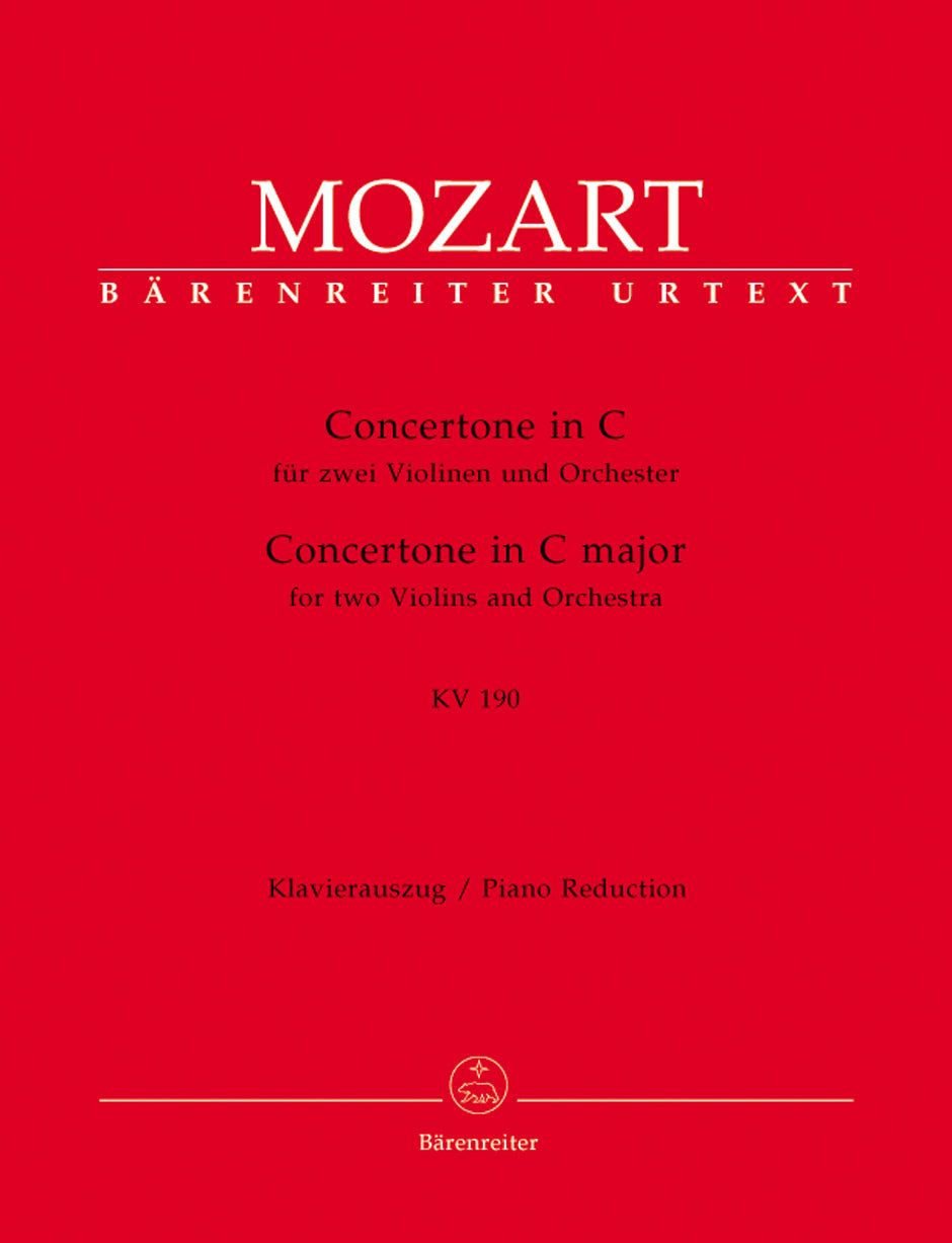 Mozart: Concertone for 2 Violins K190 for 2 Violins & Piano