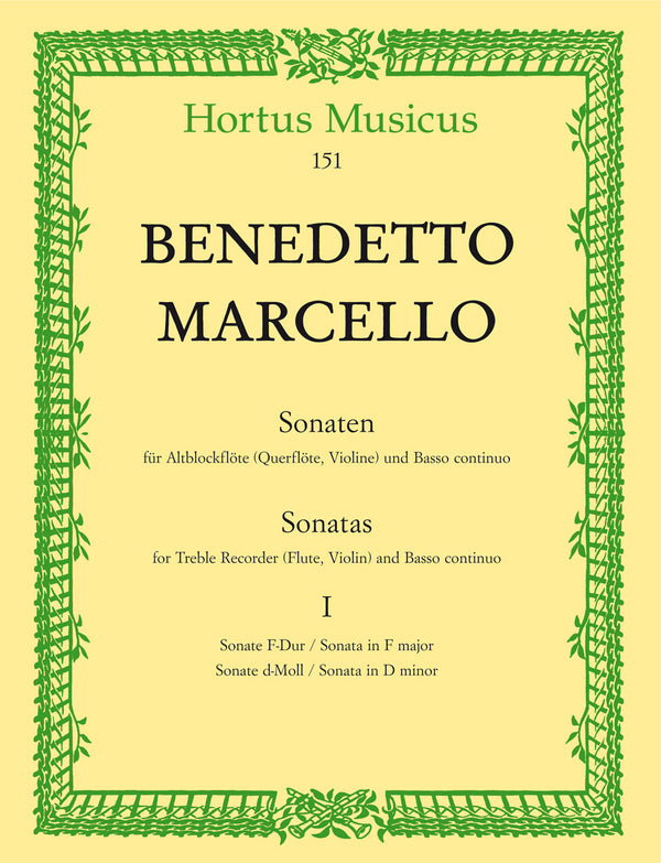 Marcello: Six Sonatas: Op 2 - Vol 1 for Treble Recorder & Basso Continuo