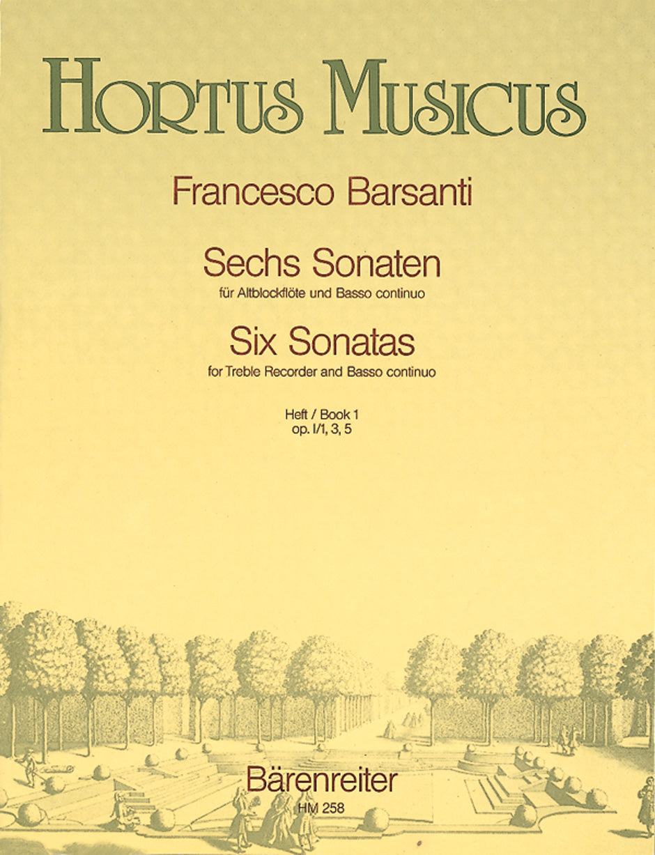 Barsanti: Three Sonatas Op 1 for Treble Recorder & Basso Continuo