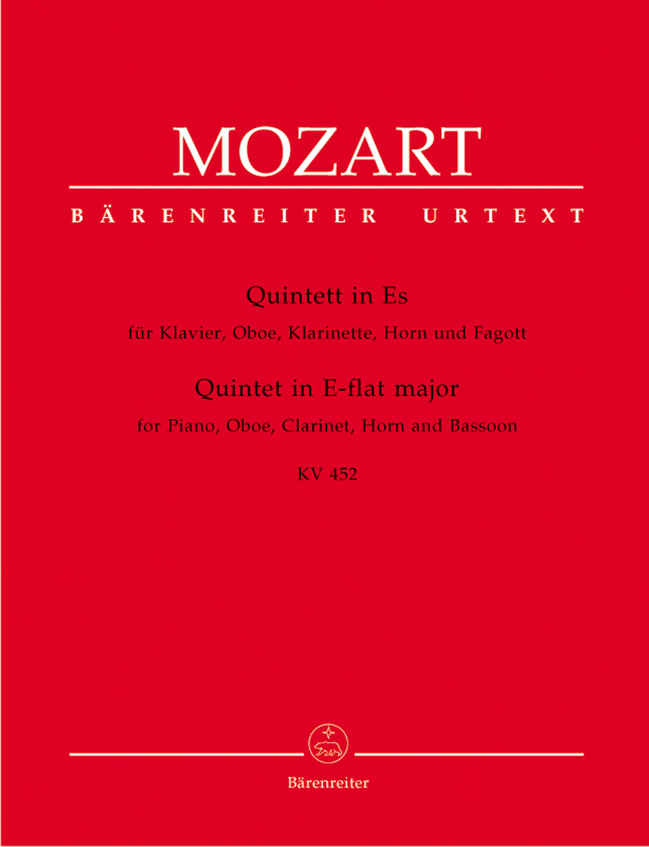 Mozart: Quintet E Flat, K452 for Piano, Oboe, Clarinet (in B), Bassoon, Horn