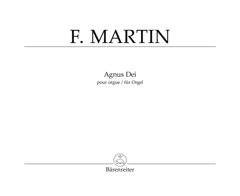 Martin: Agnus Dei for Organ