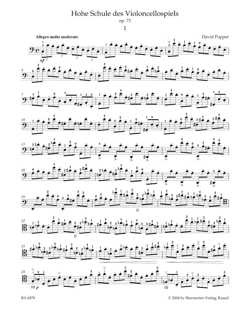 Popper: High School of Cello Playing Op 73