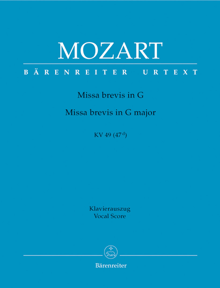 Mozart: Missa Brevis G K49 - Vocal Score