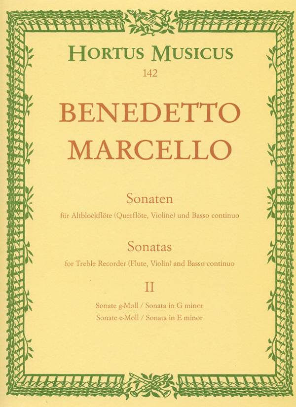 Marcello: Six Sonatas: Op 2 - Vol 2 for Treble Recorder & Basso Continuo