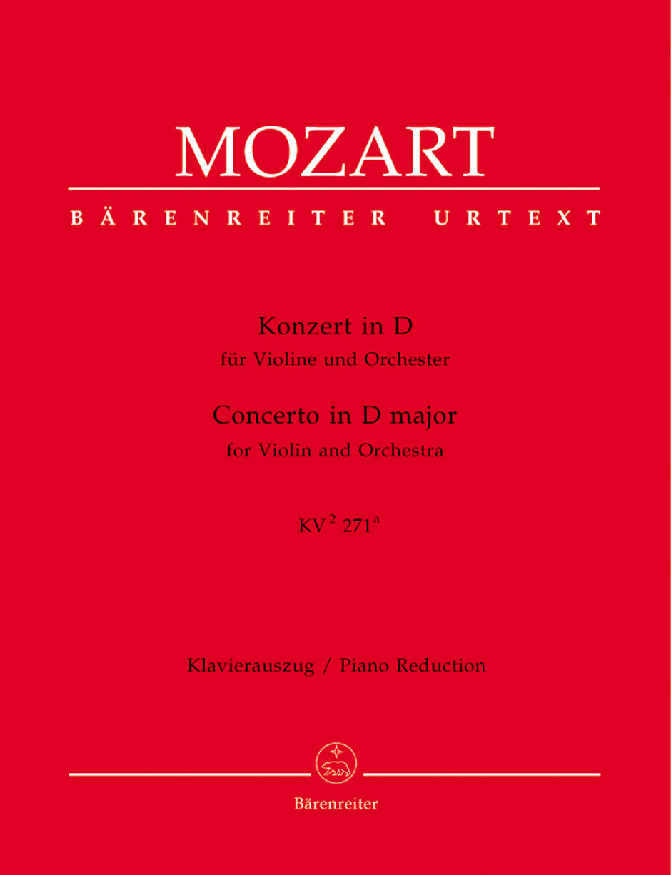 Mozart: Violin Concerto in D Major K271A for Violin & Piano