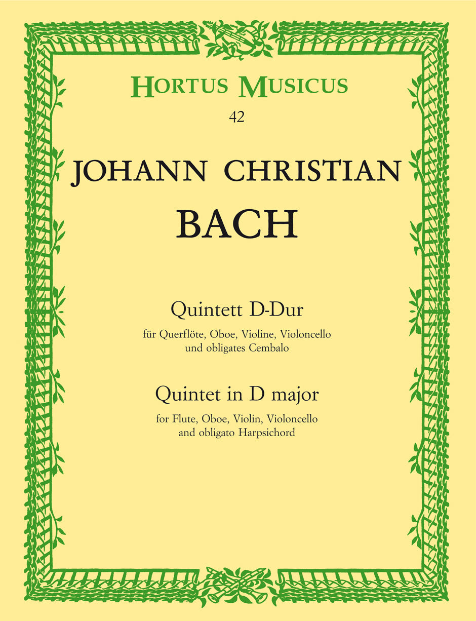 J.C Bach: Quintet in D for Flute, Oboe, Violin, Violoncello, Keyboard (Basso continuo)