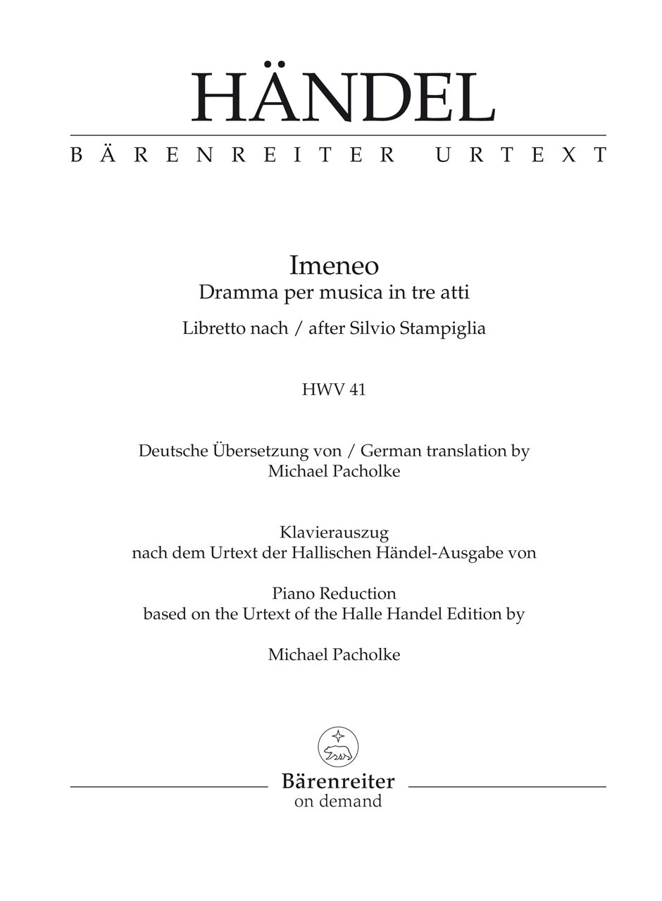 Handel: Imeneo HWV41 - Vocal Score
