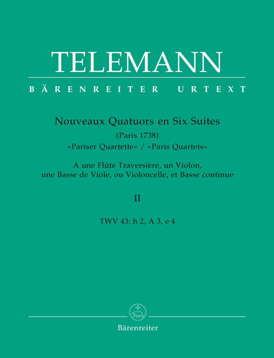 Telemann: Twelve Paris Quartets - Book 2: No 4-6 Score & Parts