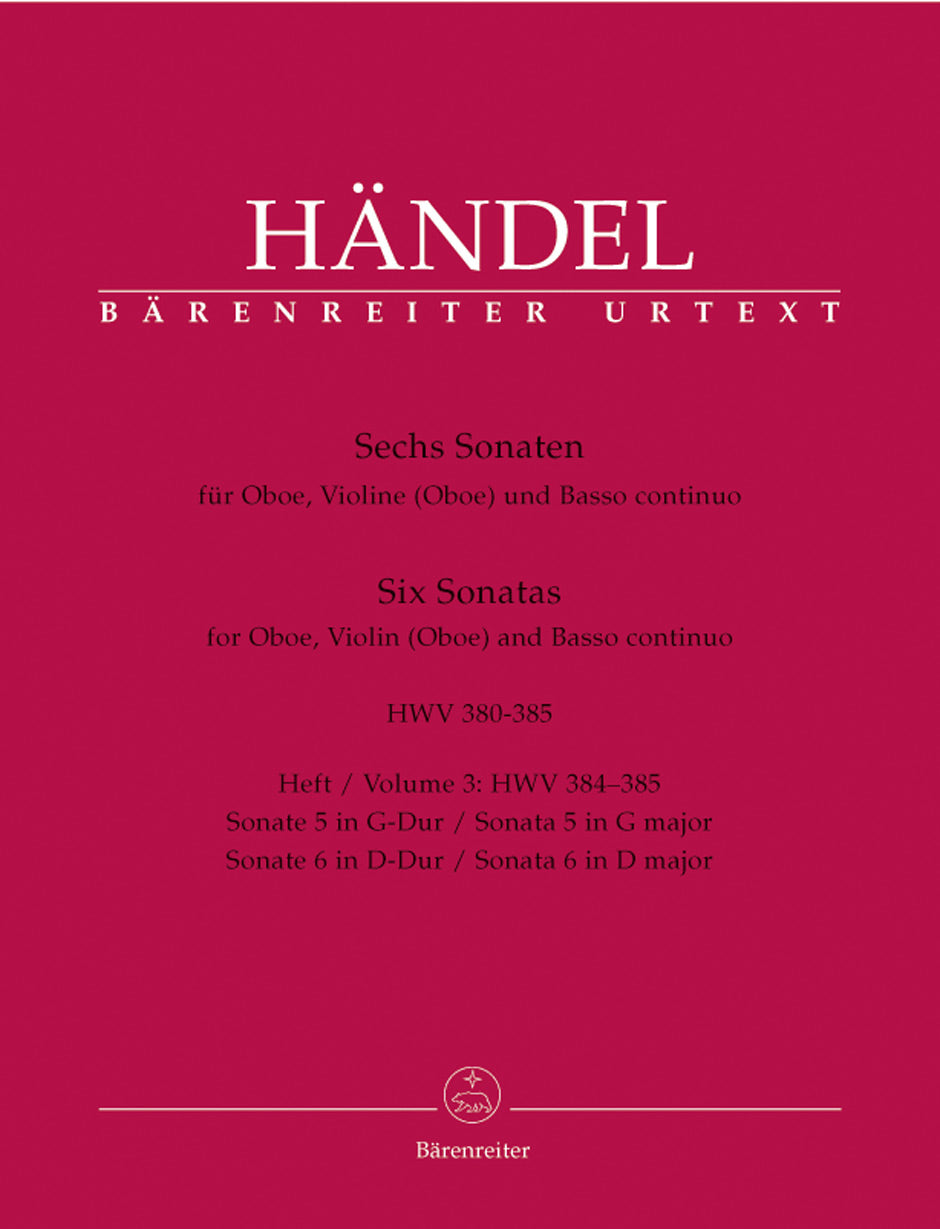 Handel: Six Sonatas for Oboe, Violin & Basso Continuo - Book 3