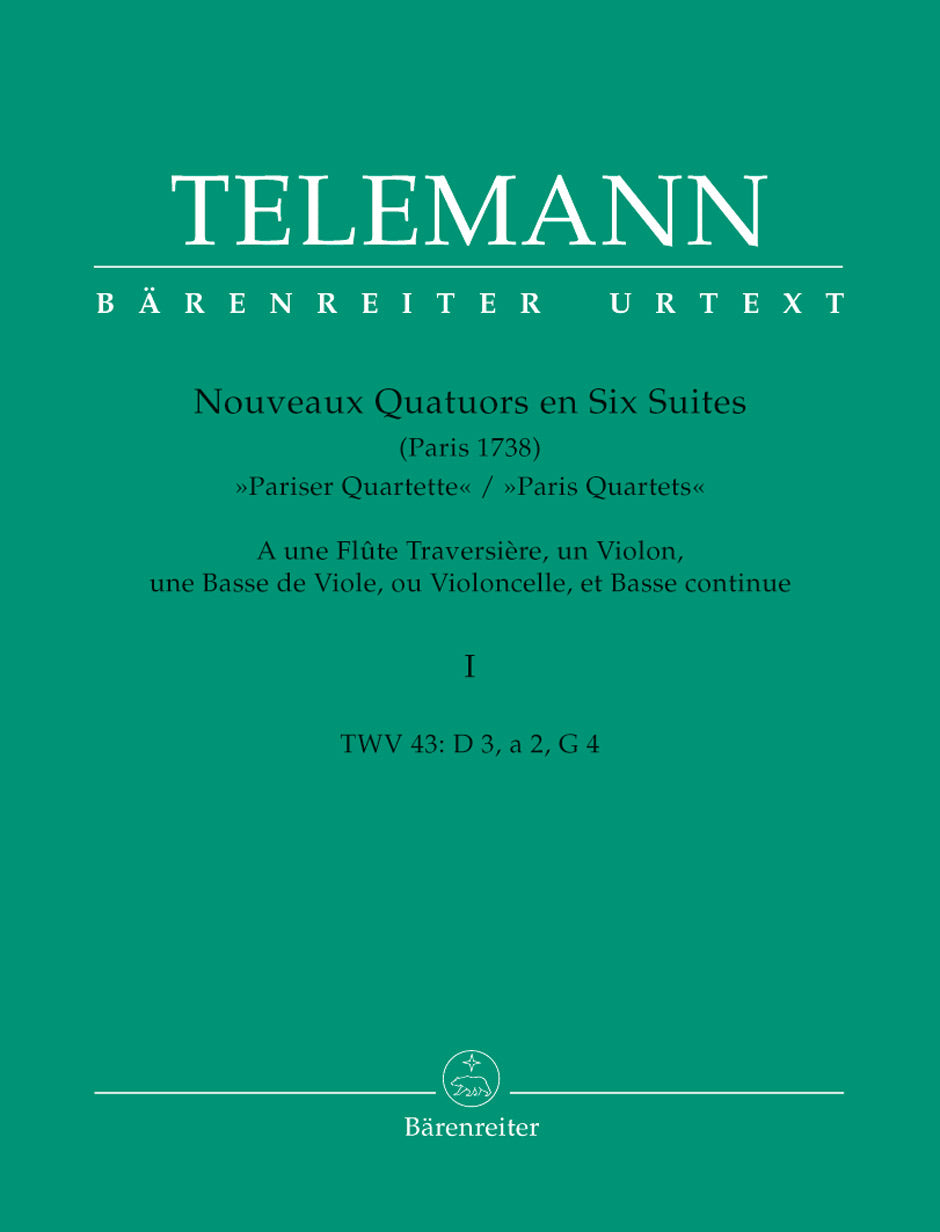 Telemann: Twelve Paris Quartets - Book 1: No 1-3 Score & Parts