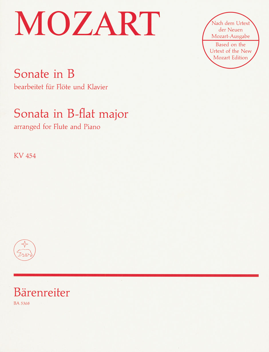 Mozart: Sonata in B Flat - K454 for Flute & Piano