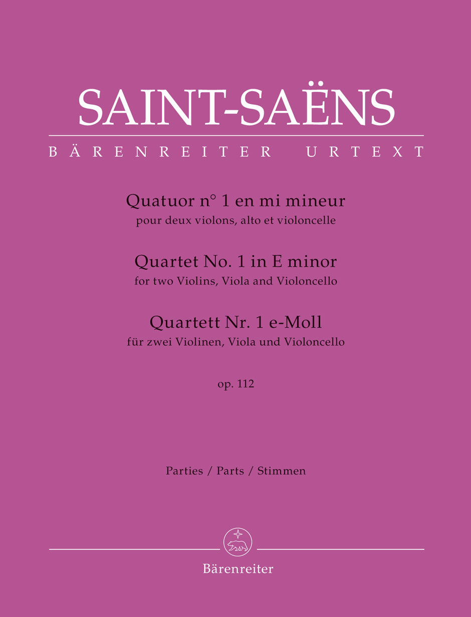 Saint-Saens : String Quartet No 1 in E Minor Op 112 (Set of Parts)