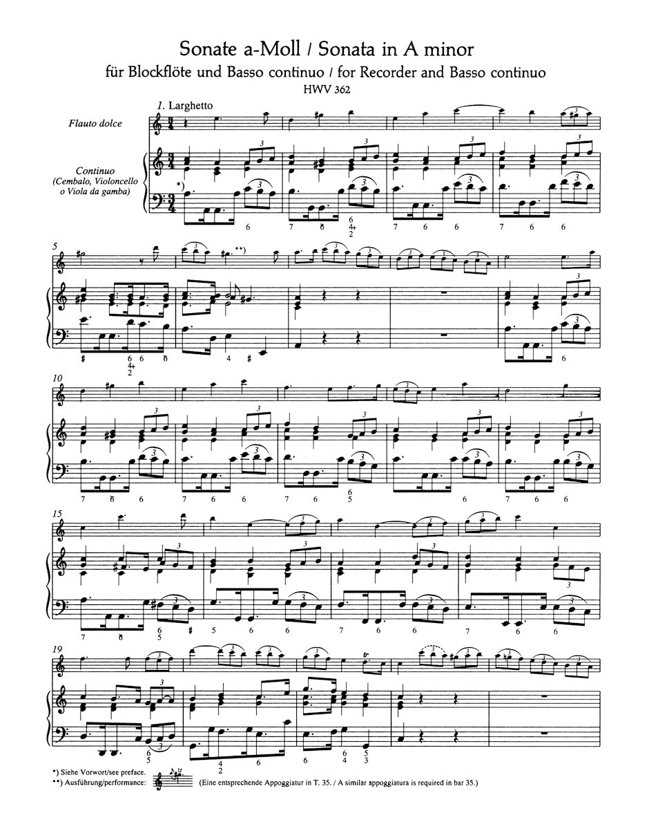 Handel: Eleven Sonatas for Flute & Basso Continuo