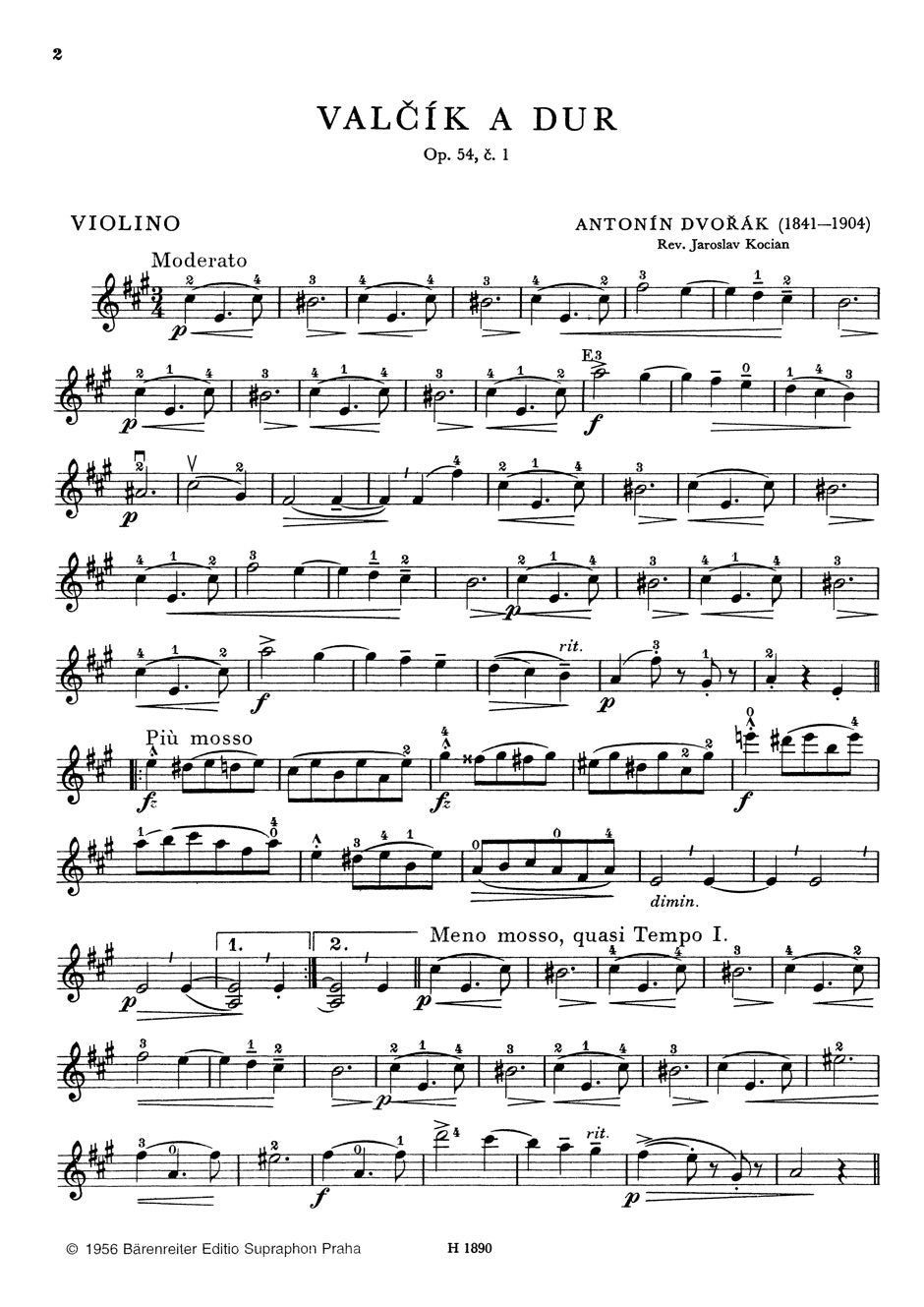 Dvorak: Two Waltzes Op. 54, Nos. 1 and 4 for Violin and Piano