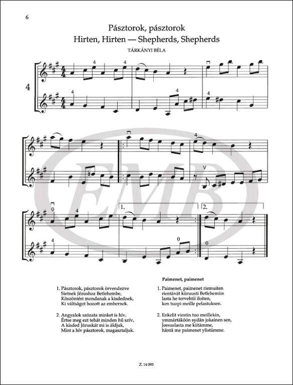 Papp: Hungarian Christmas Songs for 2 or 3 Violins