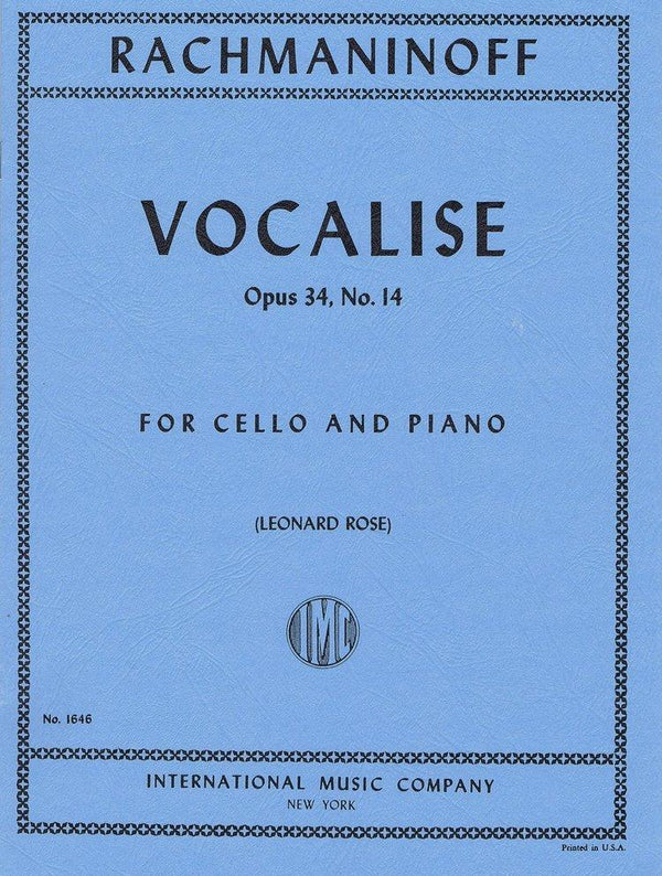 Rachmaninoff: Vocalise Op. 34 No. 14 for Cello and Piano